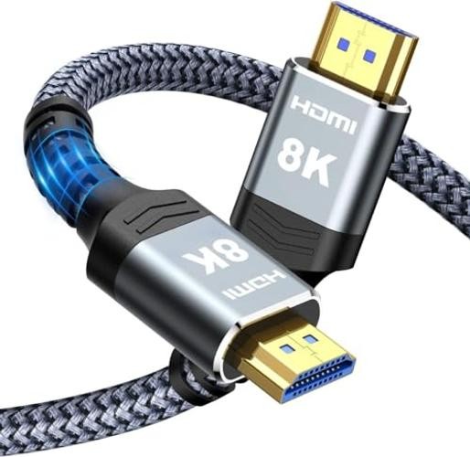 8K Fiber Optic HDMI Cable 50 FT – 2.1 Unidirectional 48Gbps – Grey