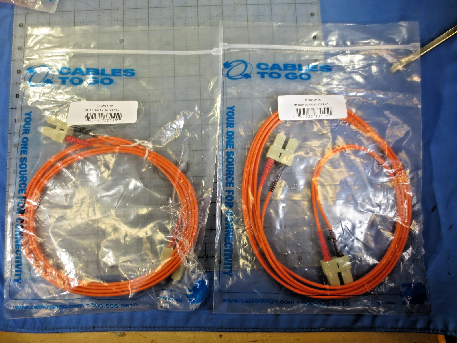 (2) Cables to Go #33155 6.6ft Duplex Multimode PVC Fiber Optic Cable (C2G33155)