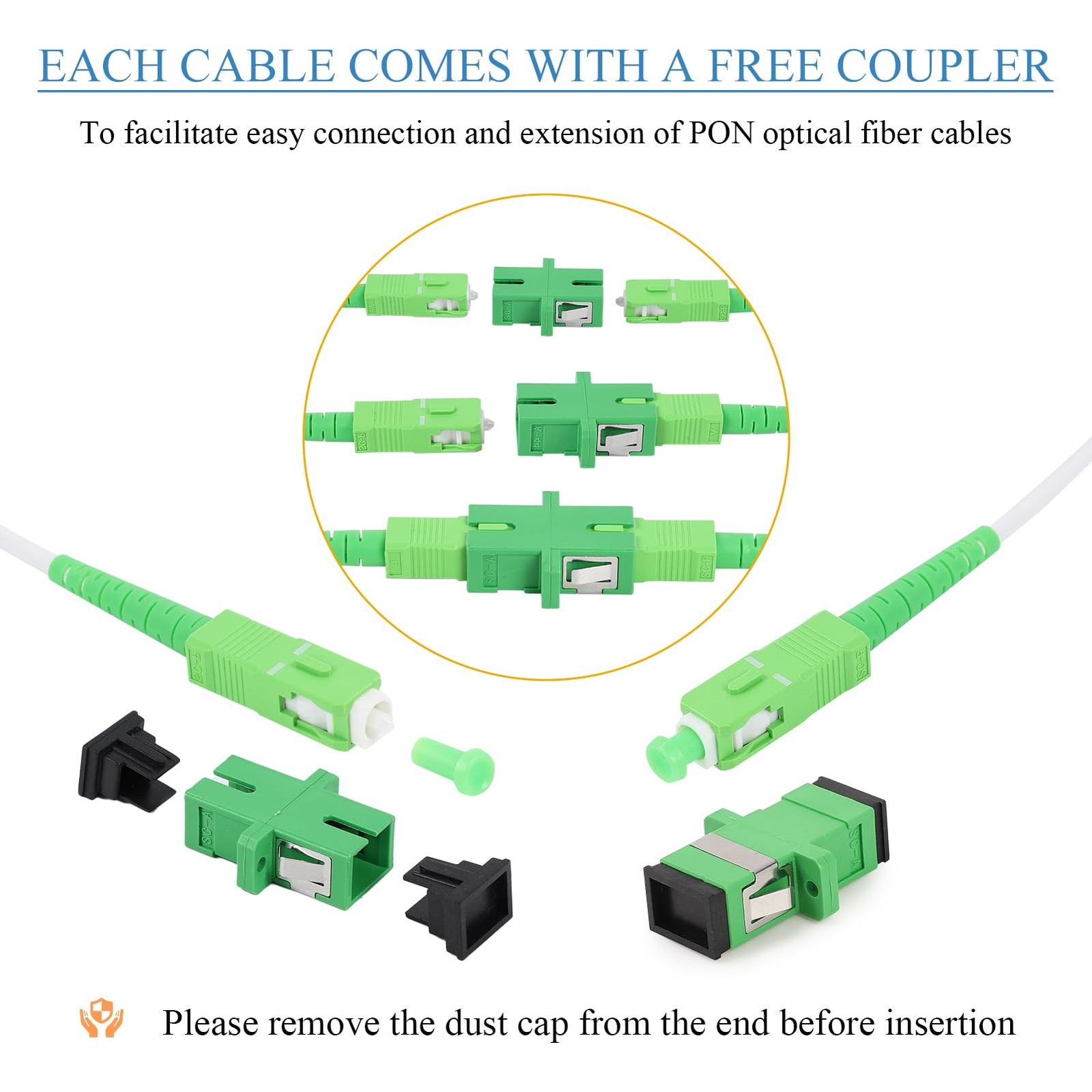 7m 23ft Armored SC/APC To SC/APC OS2 Simplex Singlemode Fiber Optic Cable