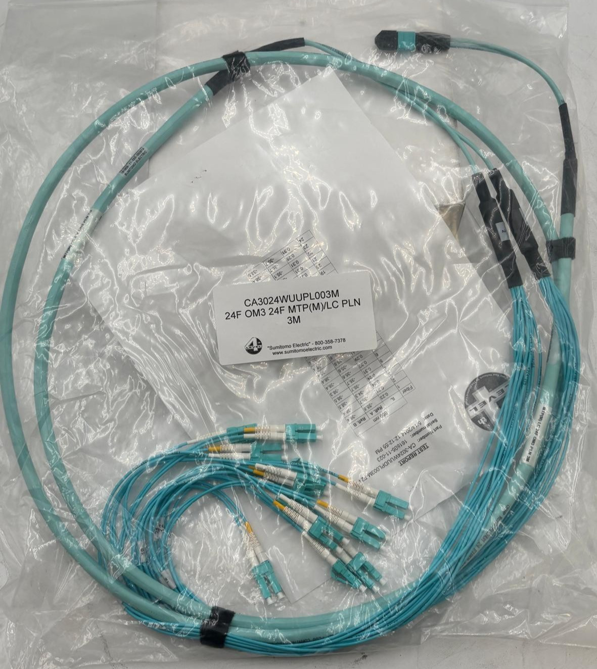 Sumitomo Electric CA3024WUUPL003M Plenum 24 Fiber Cable