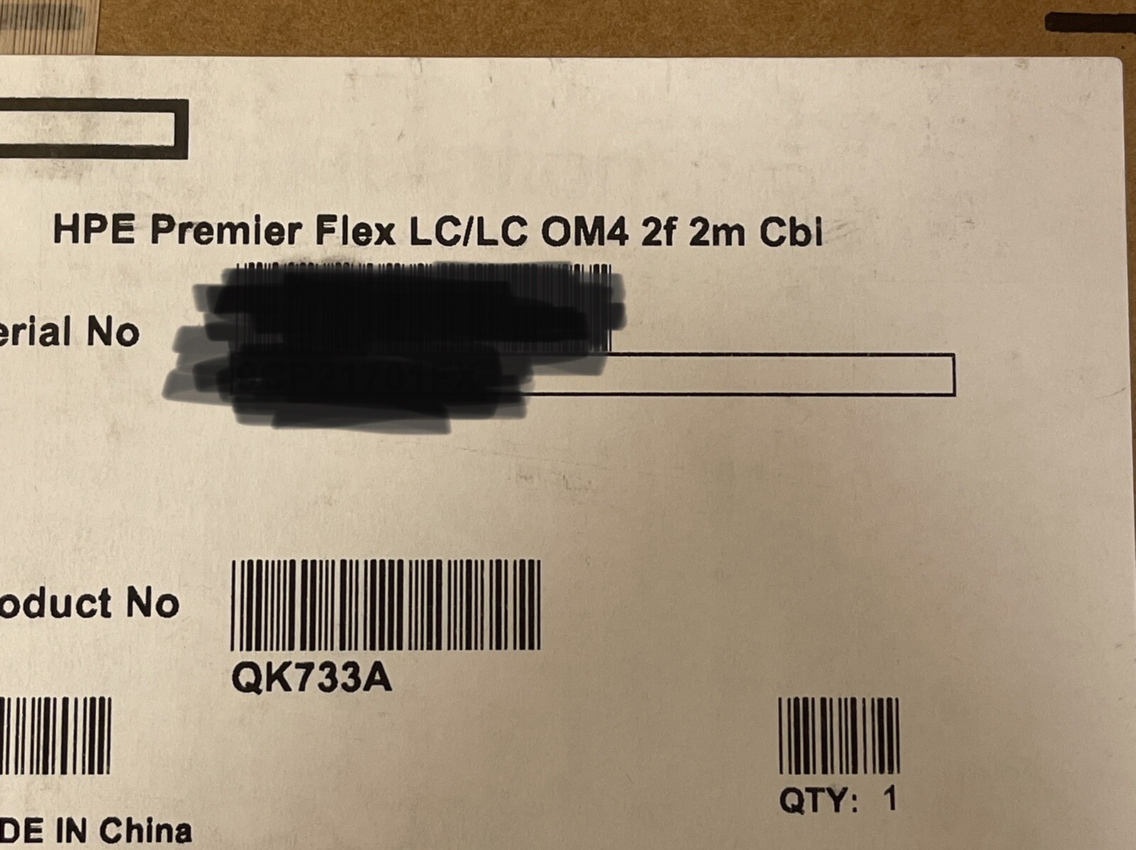 HPE Genuine 2M Premier Flex OM4 LC-LC Duplex Cable QK733A 2 Fiber 6.5ft 2 Meter