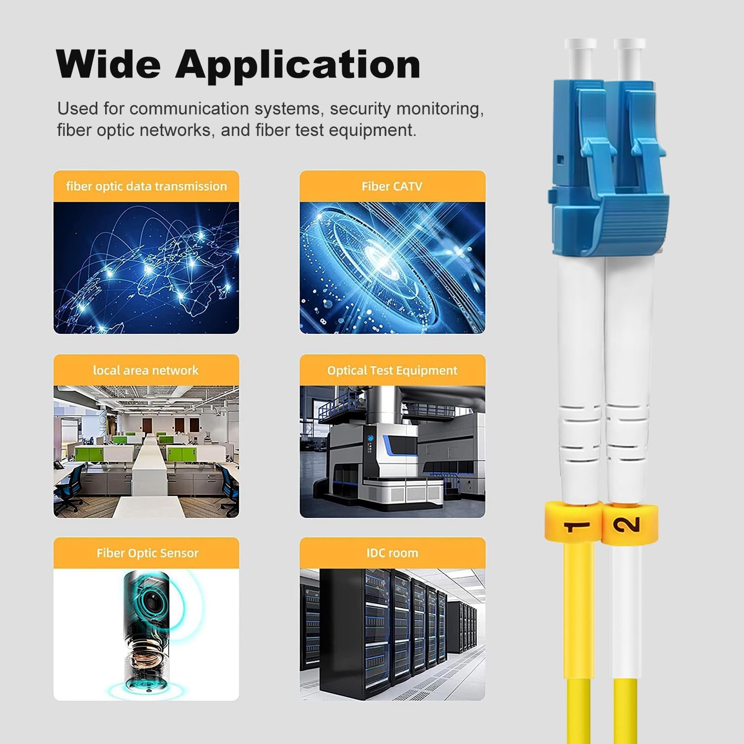 5 PCS 2m/6ft LC To LC OS2 Single Mode Fiber Optic Patch Cable Duplex 9/125um