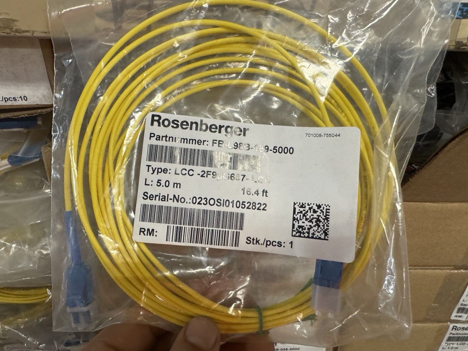 Rosenberger FB-L98B-056-5000 5.0 m Duplex LC-LC Optical Network Cable Yellow