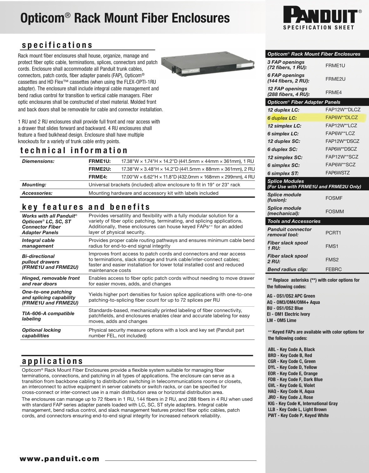 Panduit – FAP12WBUDLCZ – 12 DUPLEXES LC SM UPC OS1/OS2 FIBER Adapter Panel