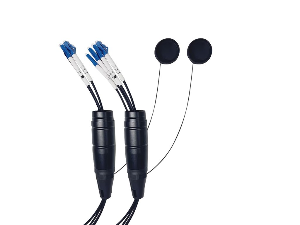 Armored Fiber Optic Cable LC to LC 6 Strands Single Mode with Protective Cap