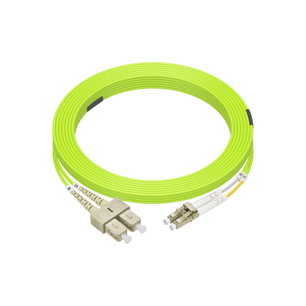 5 Pack of 7m LC/UPC-SC/UPC OM5 Multimode Duplex OFNR 2.0mm Green Fiber Optic Pat
