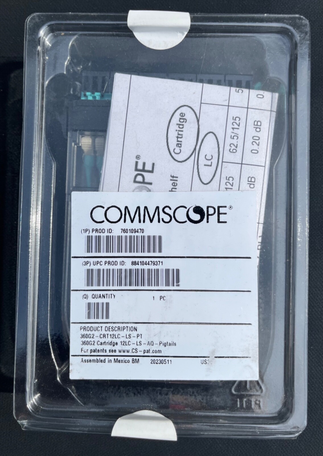 Commscope 360G2 Multimode OM4 Fiber Cartridge 12-LC-LS-AQ-PIGTAILS Cassette 12LC