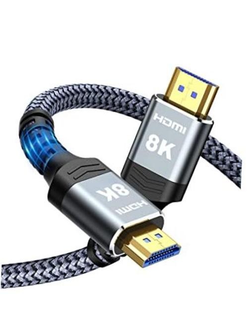 8K Fiber Optic HDMI Cable 65FT – Unidirectional 2.1 48Gbps – Grey – 65FT