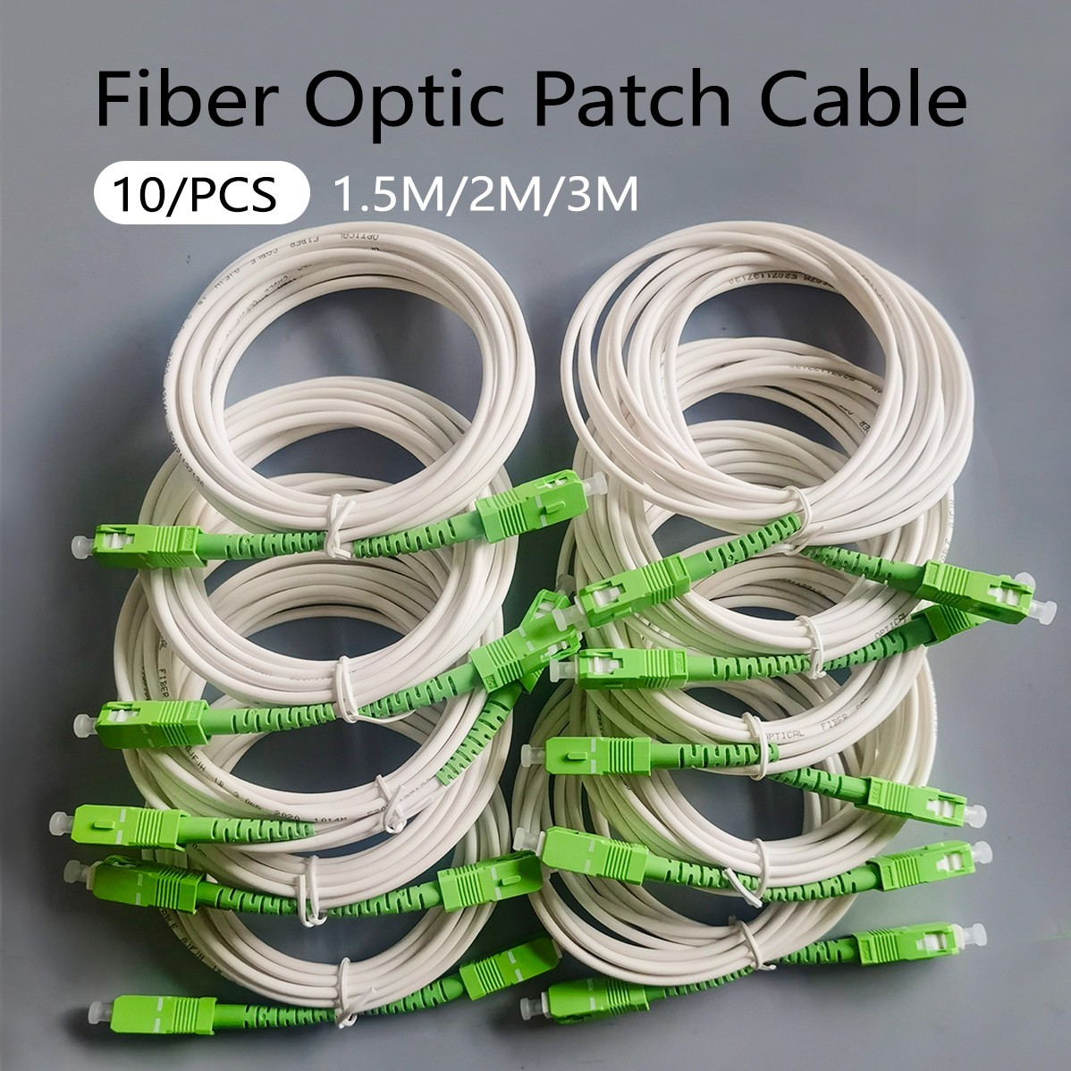 10/PCS Optical Fiber Patch Cord SC/APC-SC/APC Simplex Mode FTTH 1.5M/2M/3M