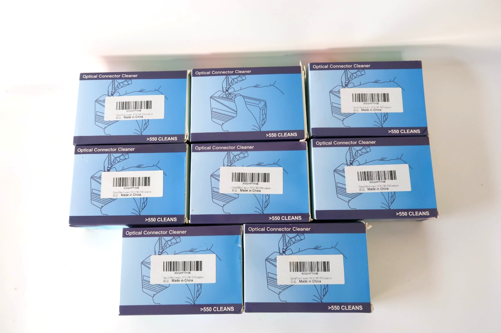 Lot of 8 Optical Fiber Connector Cleaner X002HFTH5B 550 Cleans SC FC ST LC MU