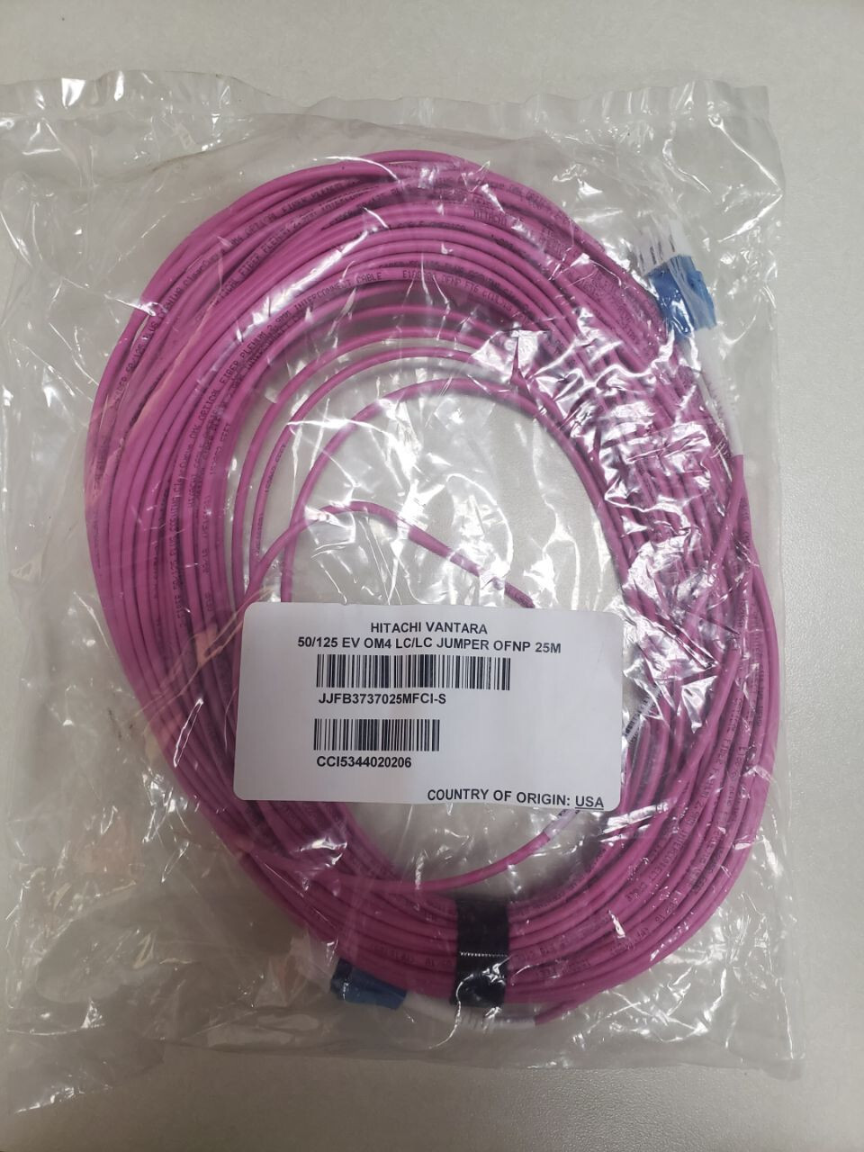 25m LC to LC Fiber Optic Patch Cable OM4 HITACHI VANTARA 50/125 EV