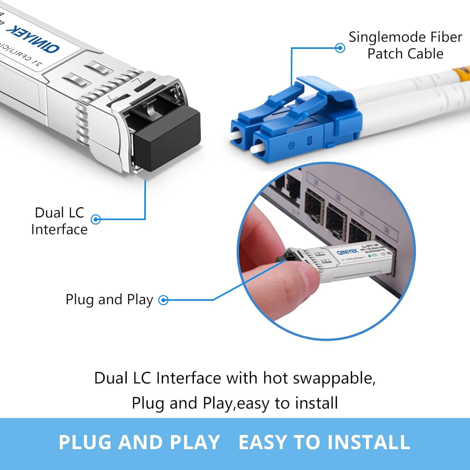 10 pack QINIYEK 10G BaseLR SFP+ FIBER Transceiver 1310nm ubiquiti cisco meraki