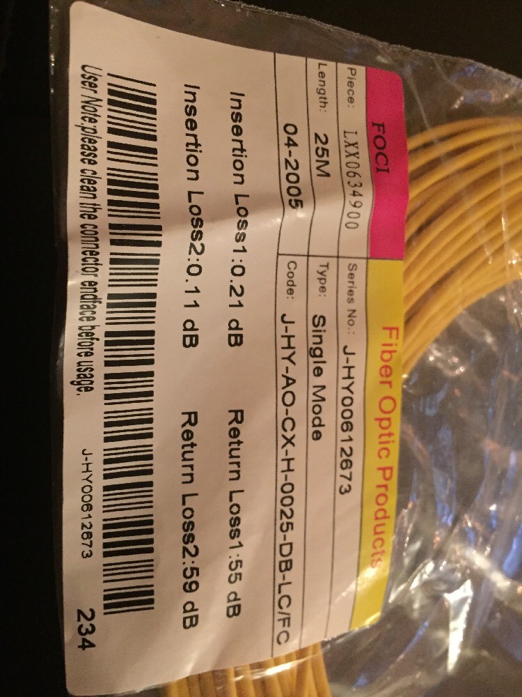 25M Single-Mode Fiber Optic Cable T4