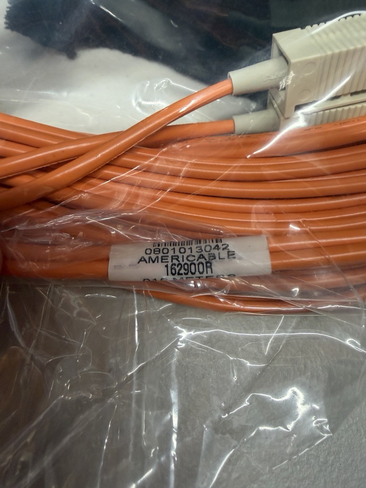 Americable Fiber Optic Cable ST/SC 10M Orange, OM1, 62.5/125 Type, Duplex New!