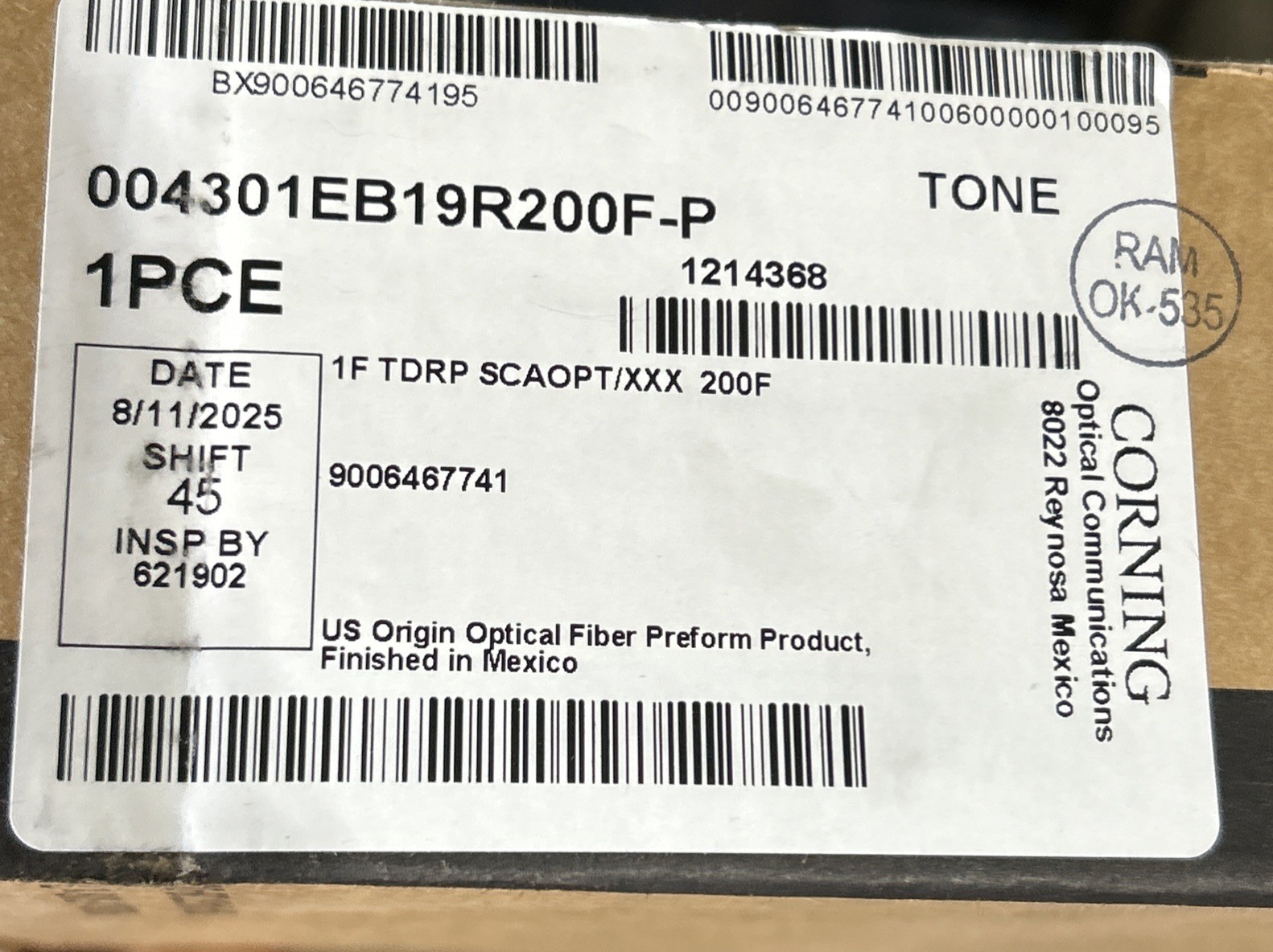 CORNING ROC Single Fiber Drop Cable Assembly 200ft, Toneable SC/APC OptiTap