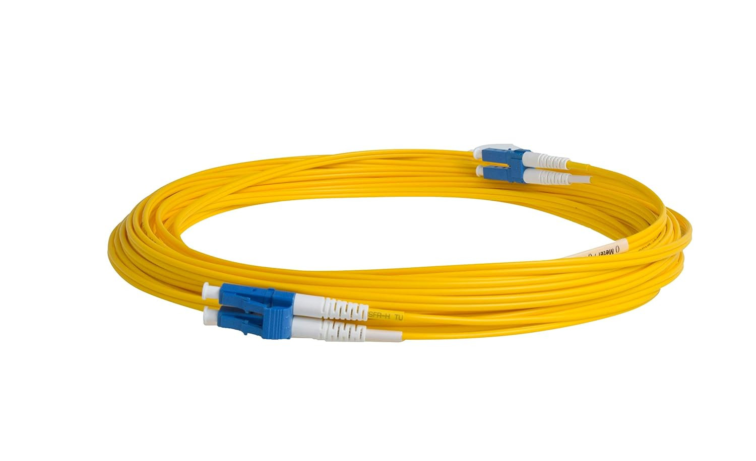 500ft LC to LC Singlemode Fiber Patch Cable, Duplex Yellow OFNR Jacket