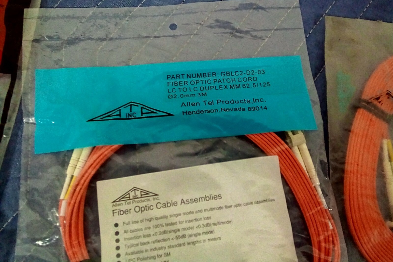 *LOT OF 20*NEW Allen Tel Various Fiber Optic Cable Assembly Patch Cord