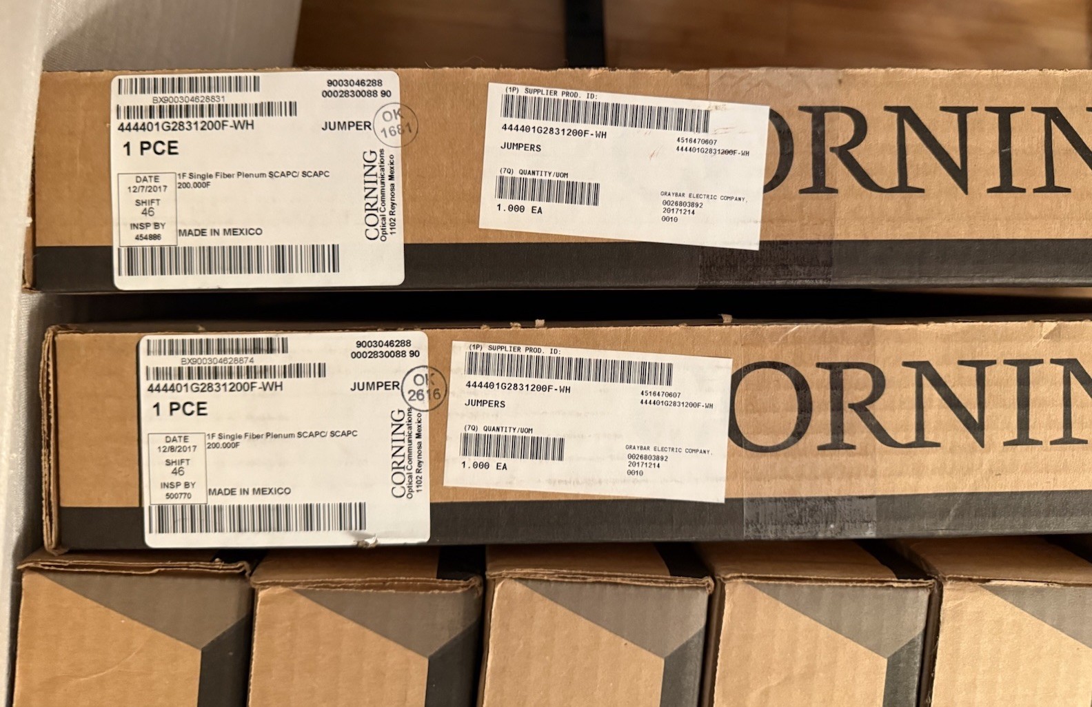 Corning 444401G2831200F-WH SC/APC-SC/APC Simplex SM Patch Cord, 200ft OS2 Plenum