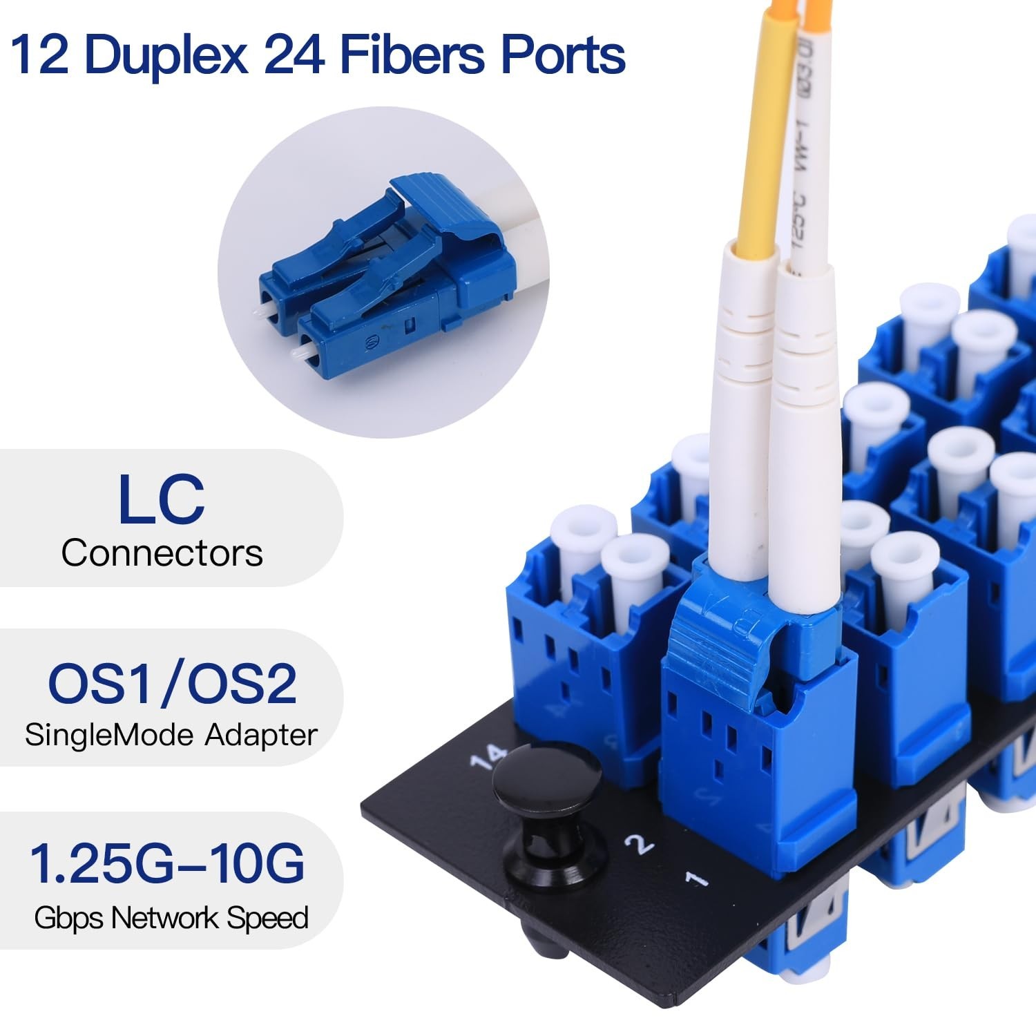 VFLTOOL LC Fiber Optic Patch Panel 24 Port Duplex LGX Blue SM/MM