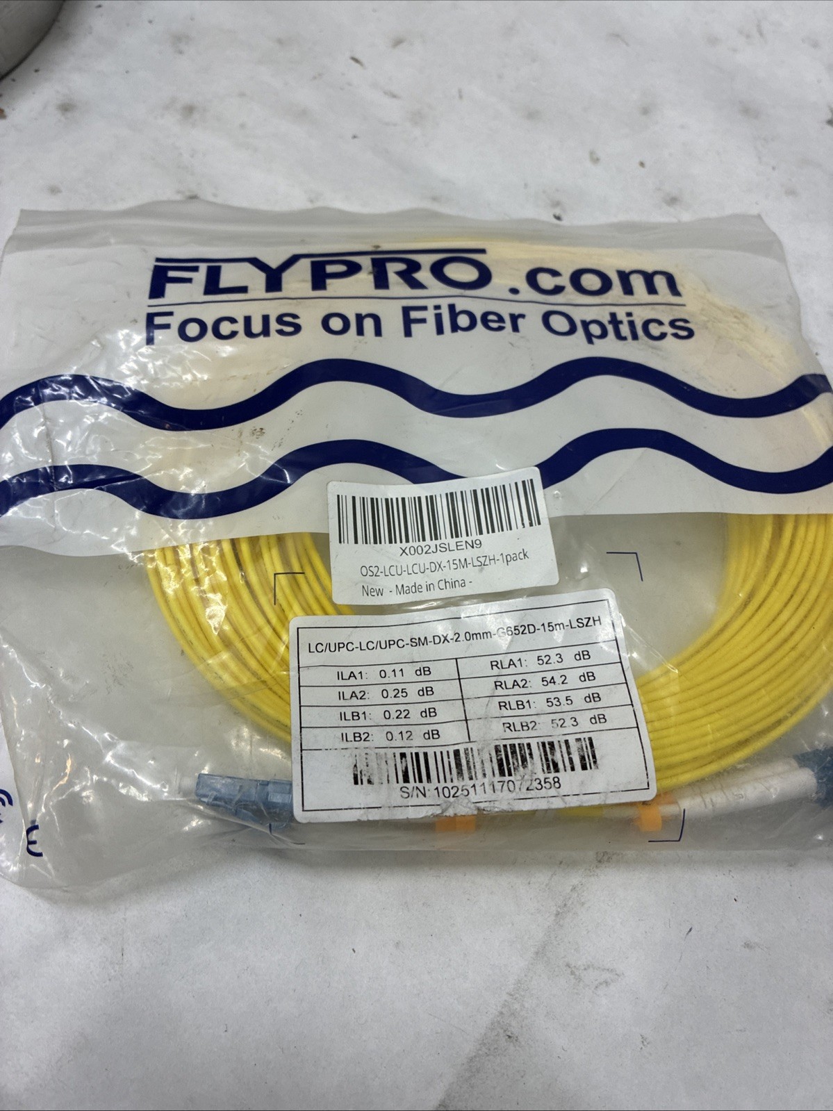 FlyPro- LC/UPC-SM-DX-2.0mm-G652D-15m-LSZH