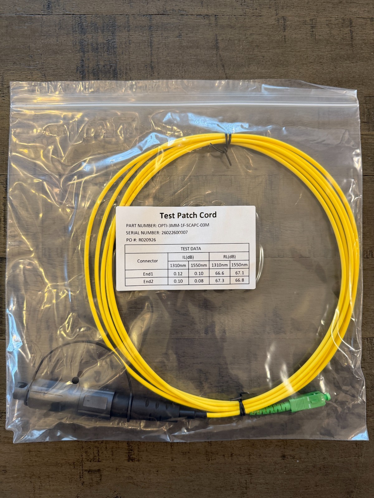 Corning Equiv 434401E31AJ003M Opti tap fiber optic test cable SCAPC 3m