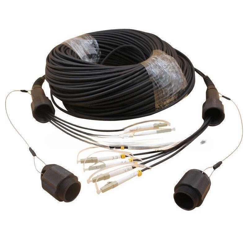 150M LC-LC UPC MM TPU Field Armored Fiber Cable 4 Strand Fiber Optic Patch Cord