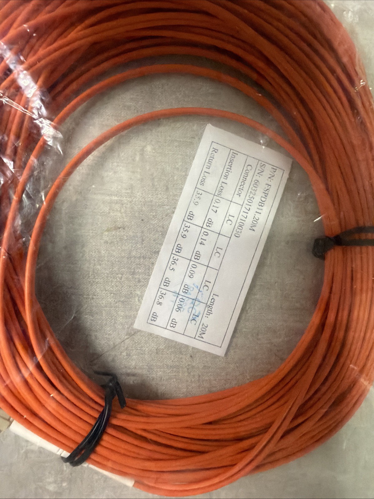 Lot Of Fiber Optic Patch Cords, 4 – 1 Meter, 1 – 20 Meter