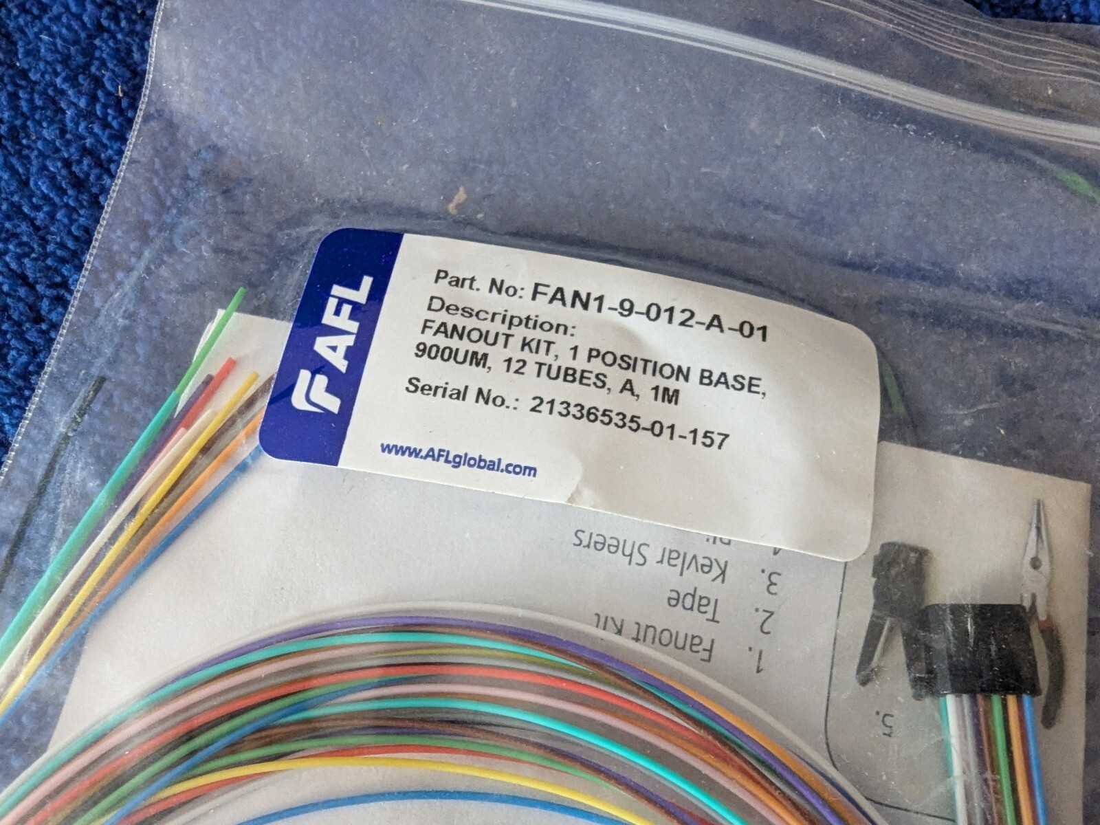 Brand New AFL FAN1-9-012-A-01 12 Fiber Fan out Kit 900um