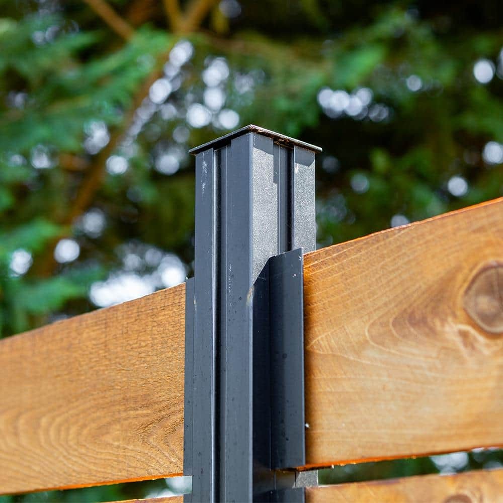 Modular Fence Post 76in Matte Black Aluminum for 6ft Privacy Fence System NEW