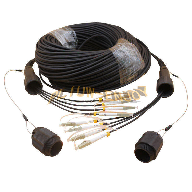 150M LC-LC MM 4 Strand Armored Field TPU Optic Patch Cord Cable Waterproof Head