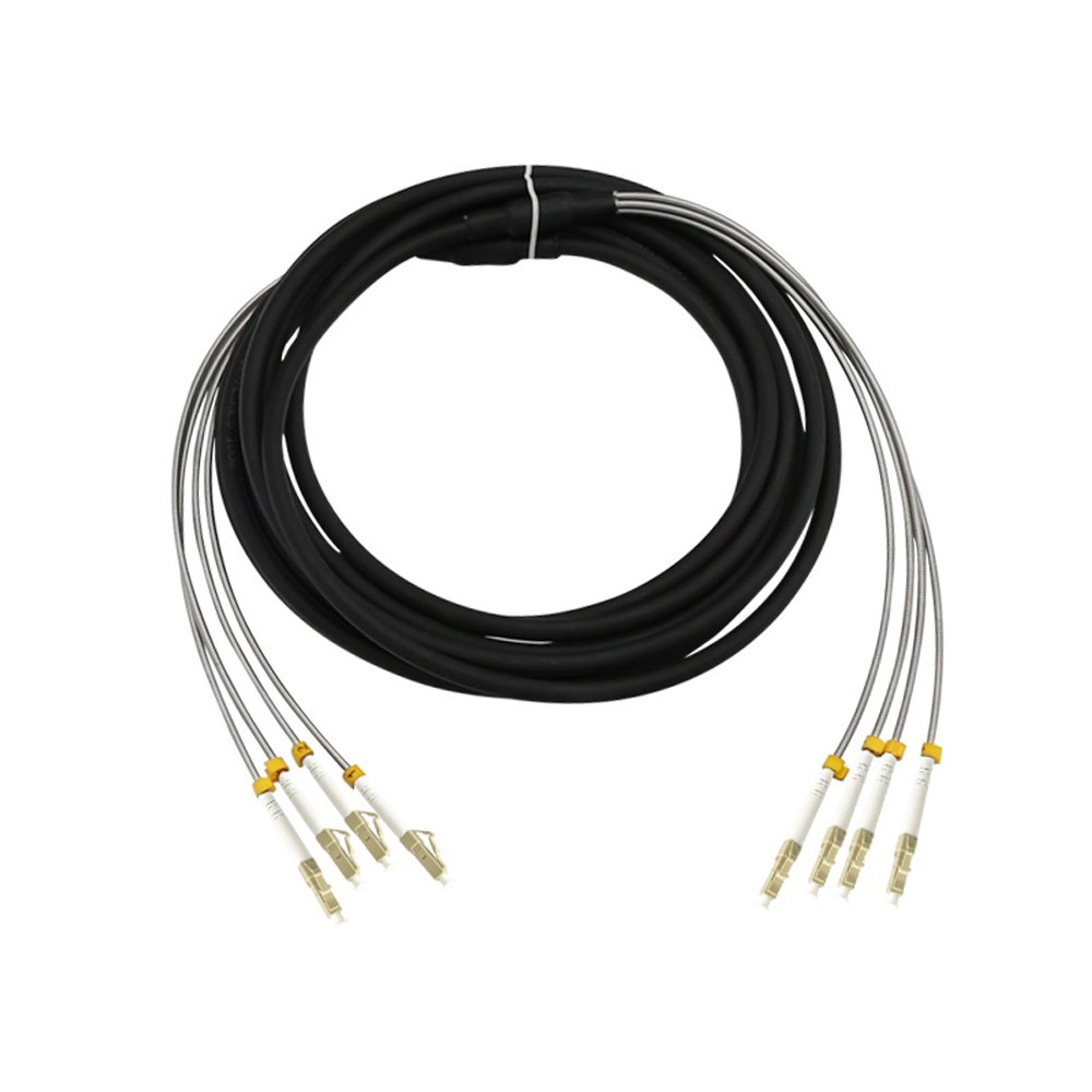 80M Outdoor Field Fiber Patch Cord OM2 Multi-Mode 4 Strand LC to LC Fiber Cable