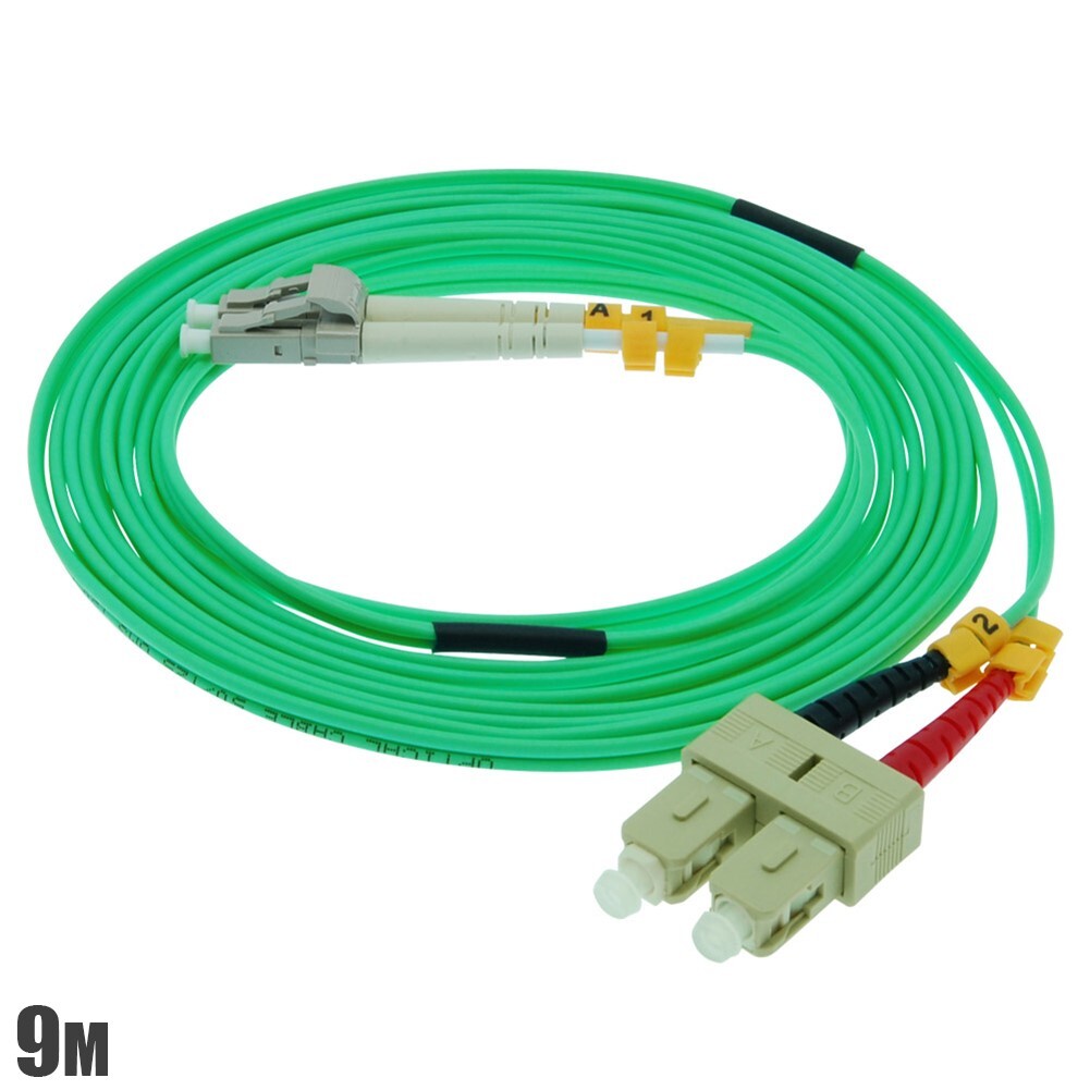 9M 30FT LC to SC 10G OM3 Duplex Multimode 50/125 Fiber Optic Optical Patch Cable