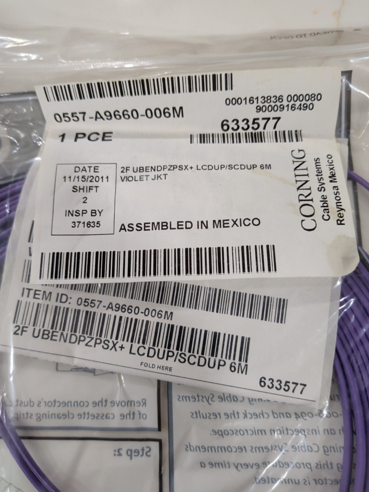 Lot of 75 Corning Gold Fiber Optic Patch Cables 6M LC to FC Single-Mode NEW
