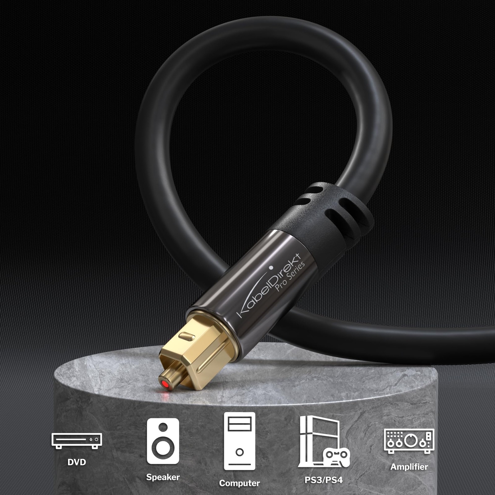 TOSLINK – Optical Audio Cable – 3ft – Fiber Optic Cord, S/PDIF Digital Audio …
