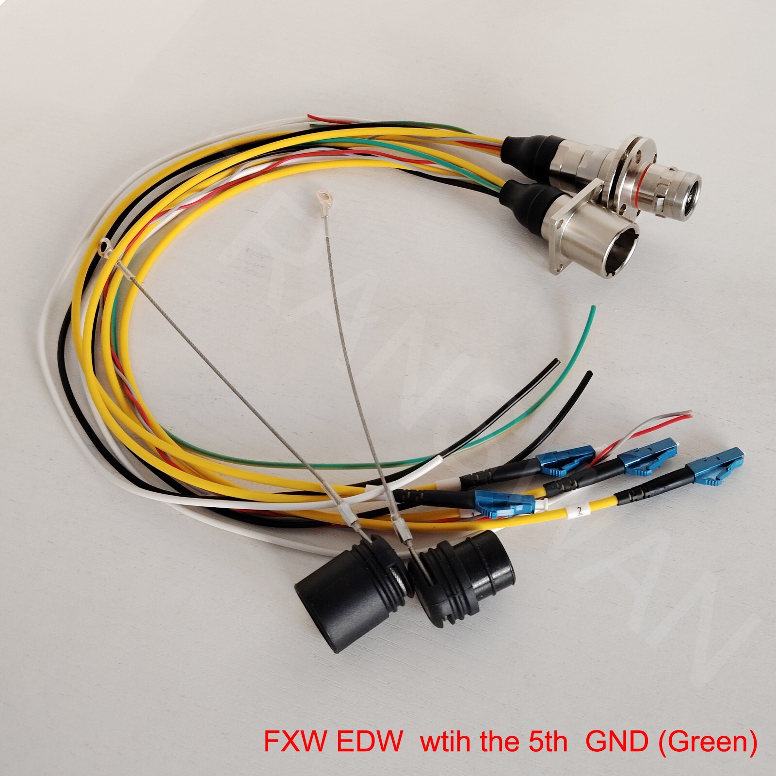 SMPTE311M 3K93C FXW & EDW with Tails 2 x SM Fibers & 5 x Wires, 5th GND (Green)