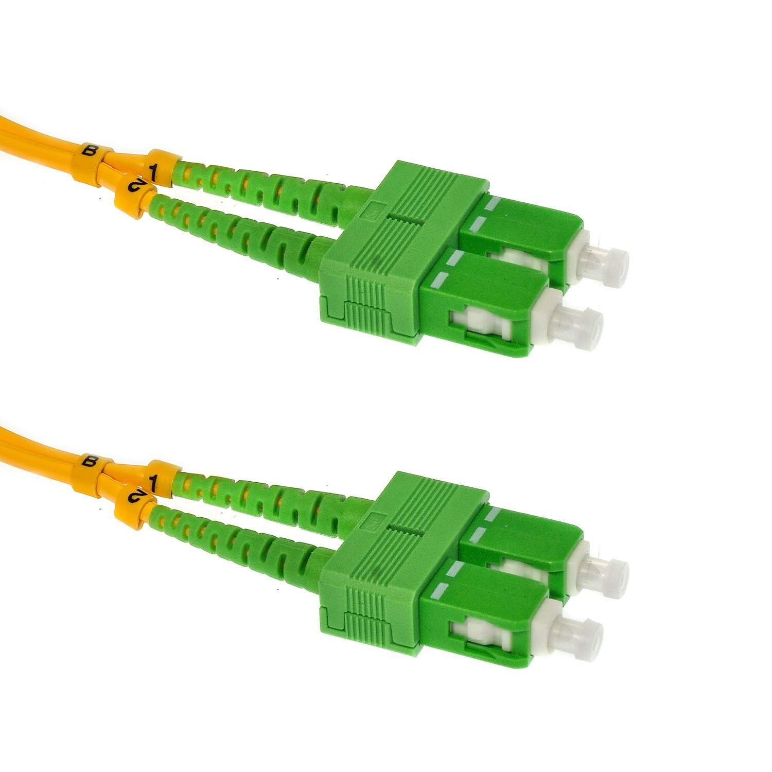 2m SC(APC)-SC(APC) Duplex 9/125 OS2 Singlemode Fiber Cable Yellow OFNR 6FT