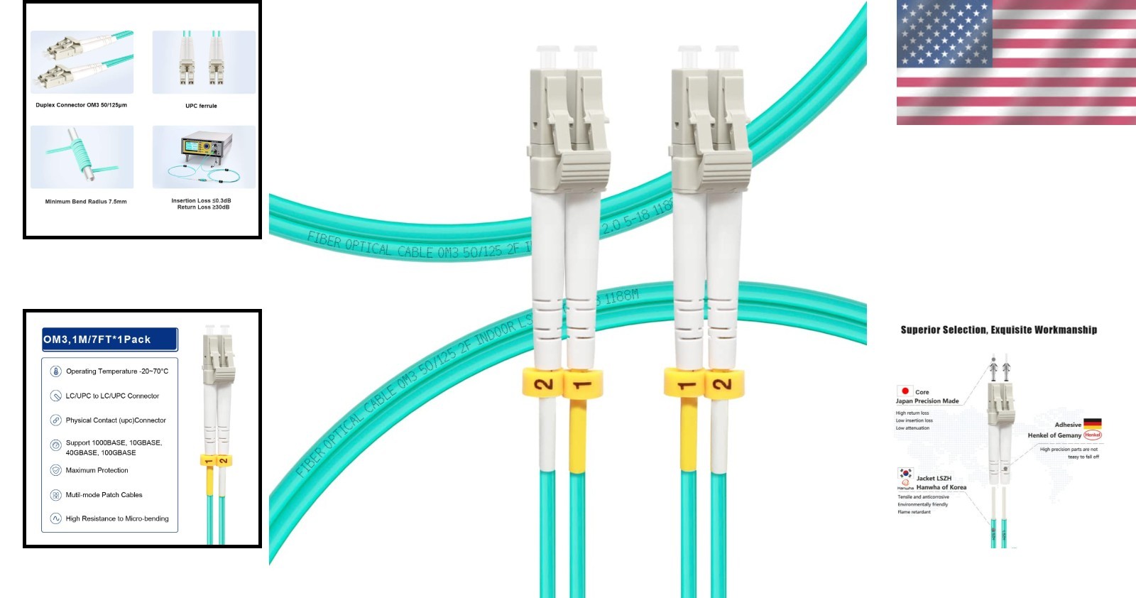 3ft OM3 LC to LC Multimode Fiber Patch Cable – 10Gbps for Clear Connections