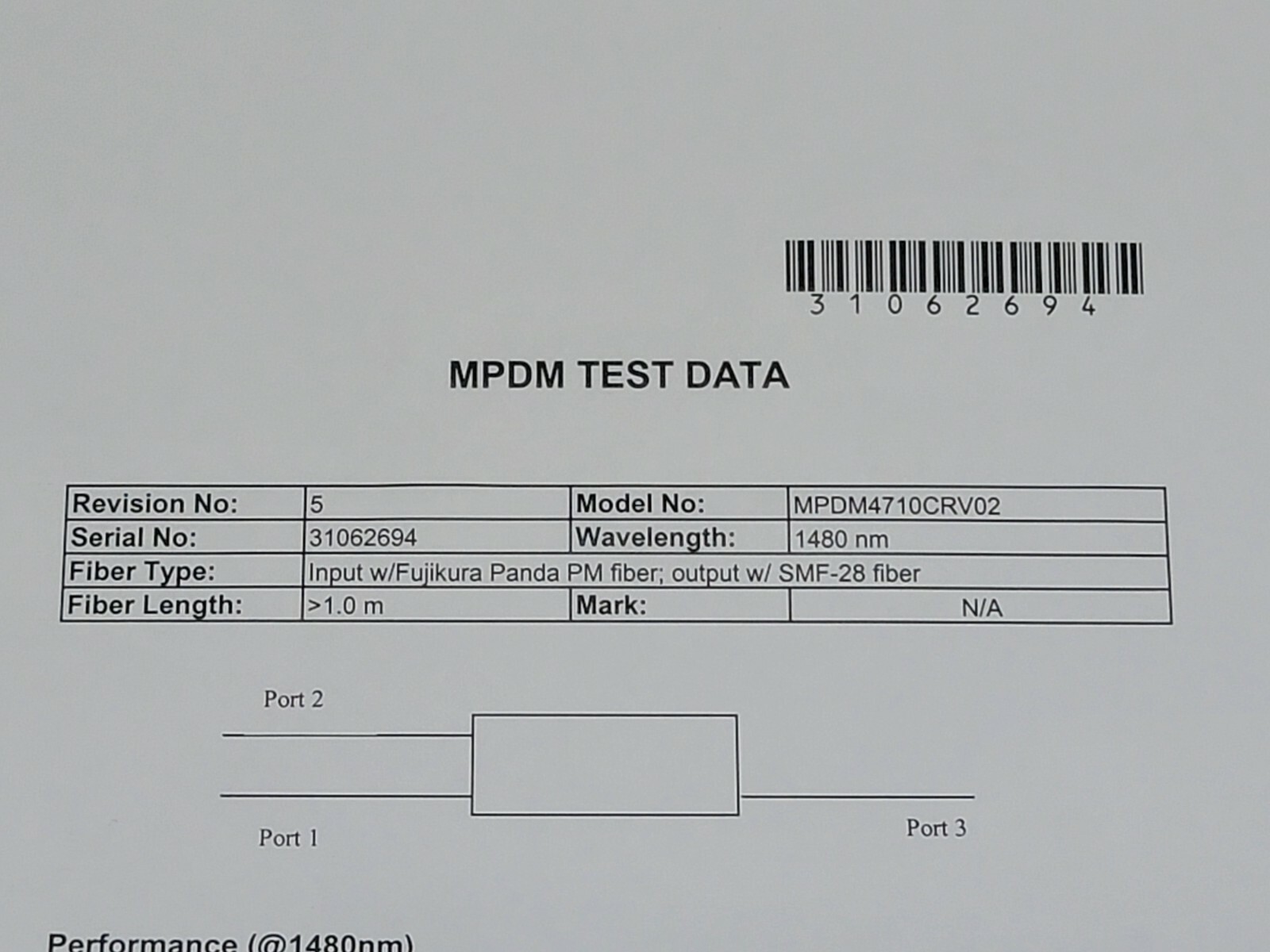 JDS Uniphase Model MPDM4710CRV02 Unit w/ Fijukura Panda PM Fiber In / SMF-28 Out