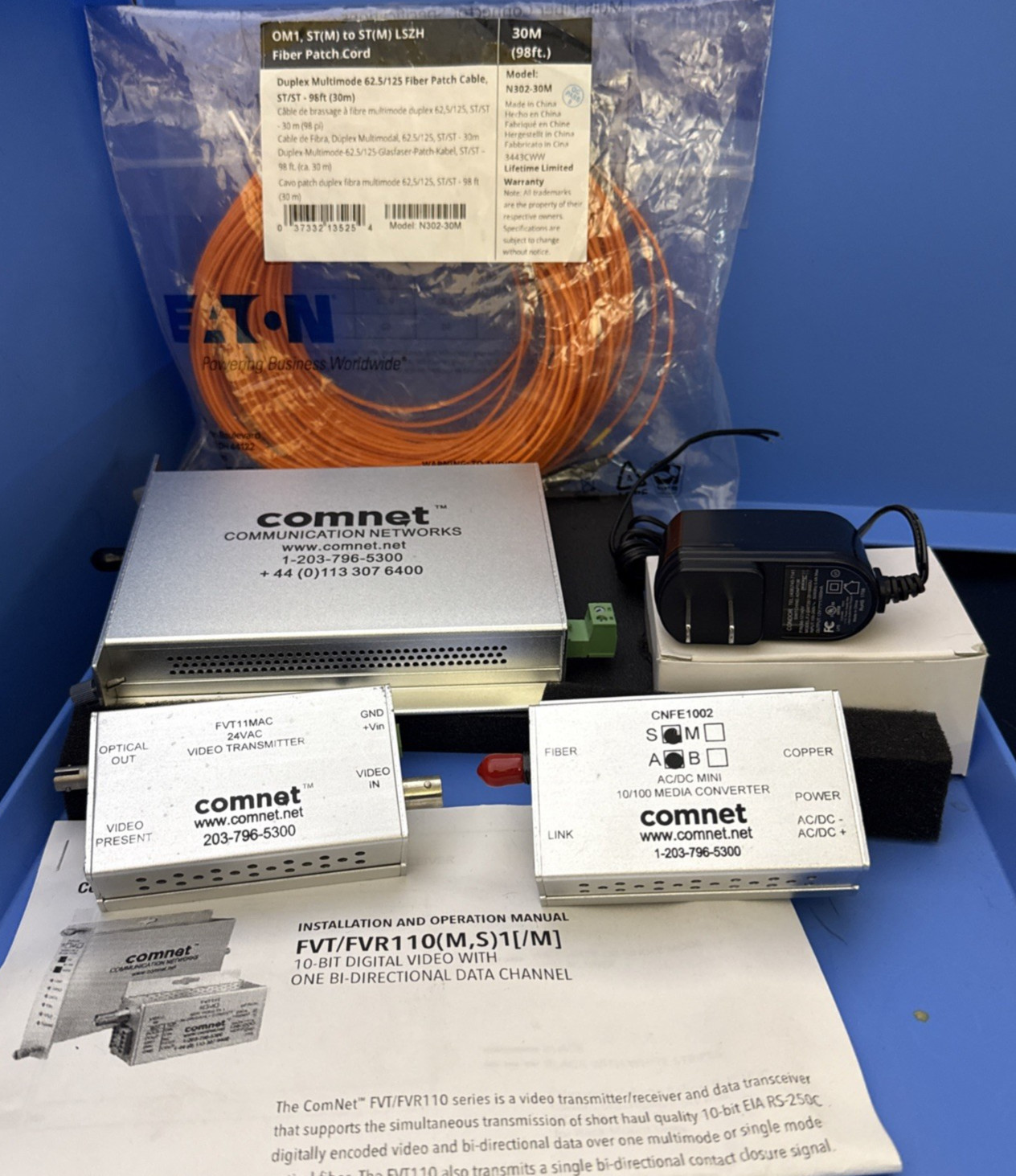 COMMNET DEVICES AND FIBER JUMPER LOT OF 5 PIECES