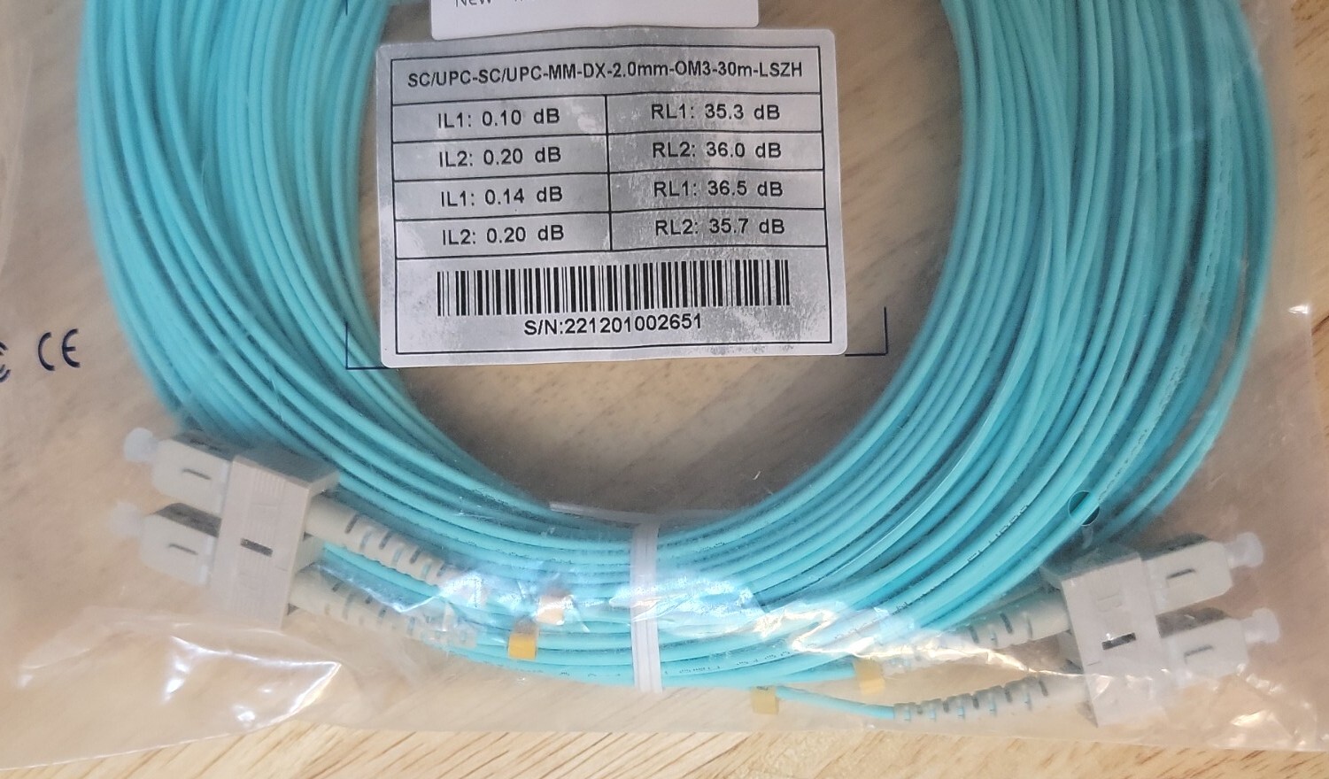 Fiber Optics Flypro.com OM3-SC-DX-30M-LSZH 0M3 50/125 Jumper A-B