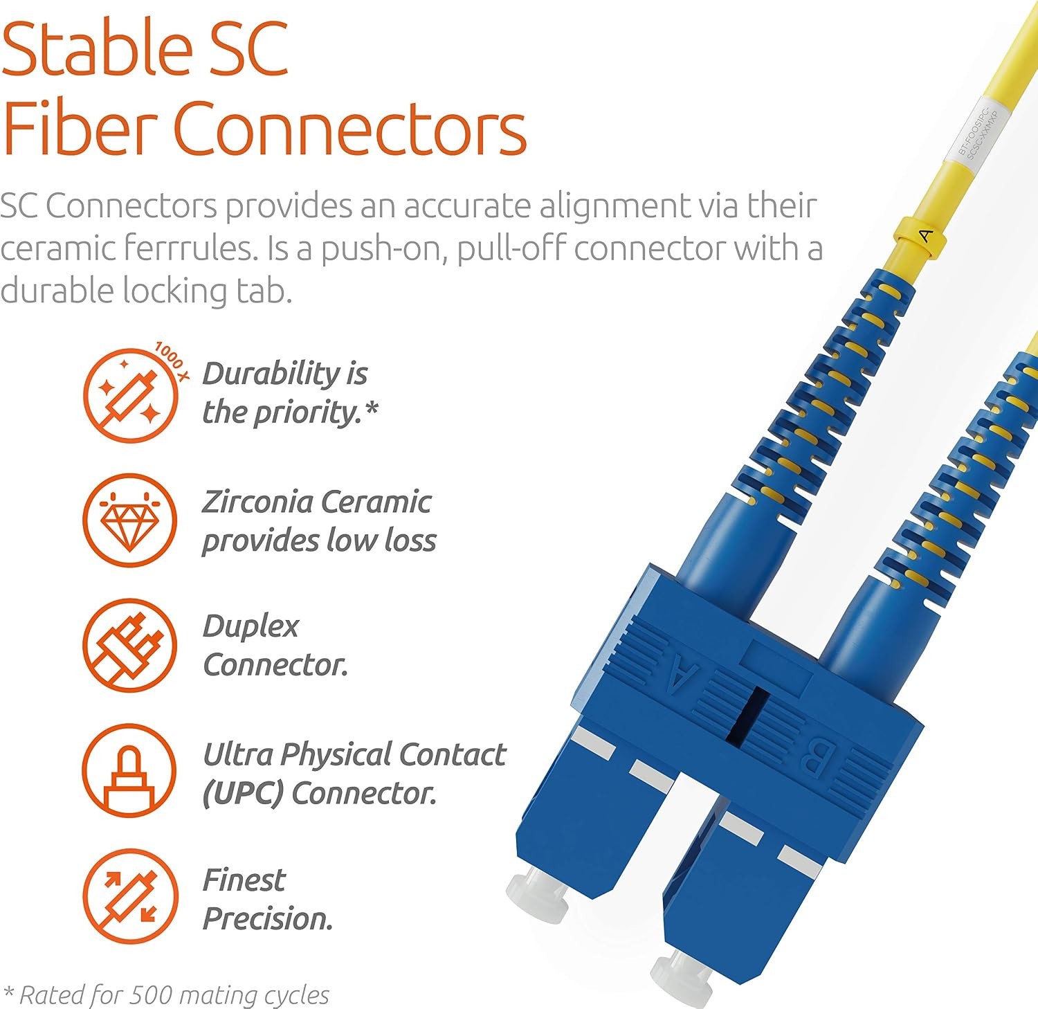 2m 6.56ft LC to SC Fiber Patch Cable – 2 Pack UPC Single-Mode Duplex Fiber Optic