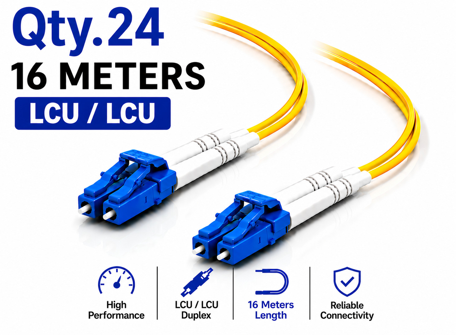 (24) 16 Meter LC/UPC – LC/UPC Duplex Fiber Patch Jumper OS2 SMF Singlemode Cable