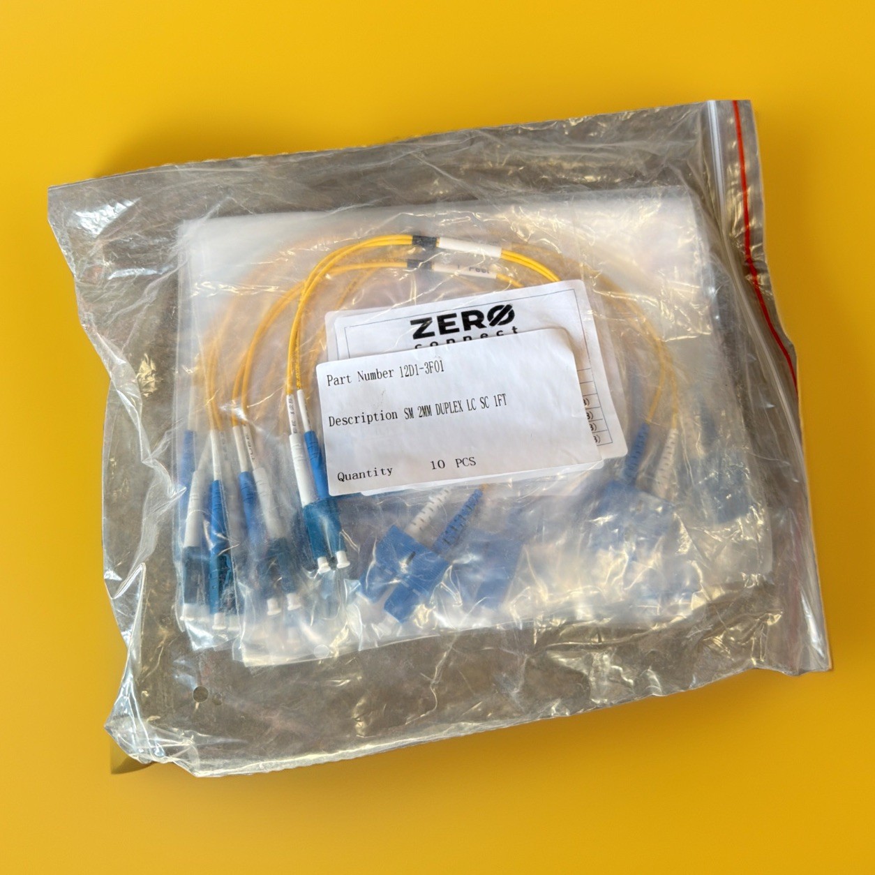 🔥 ZERO Connect 12D1-3F01 SM 2MM Duplex LC/SC 1Ft Fiber Optic Cable ~ 10 Units🔥