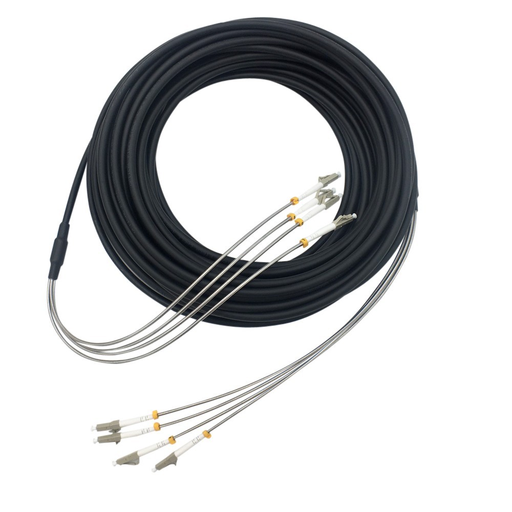 80M Outdoor Field Fiber Patch Cord OM2 Multi-Mode 4 Strand LC to LC Fiber Cable
