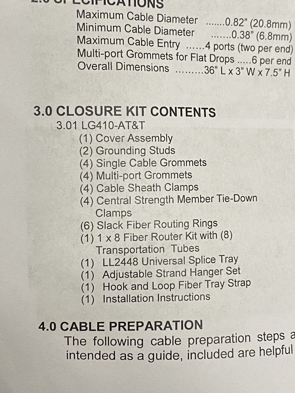 AFL LG410-AT&T FIBER OPTIC SPLICE CLOSURE