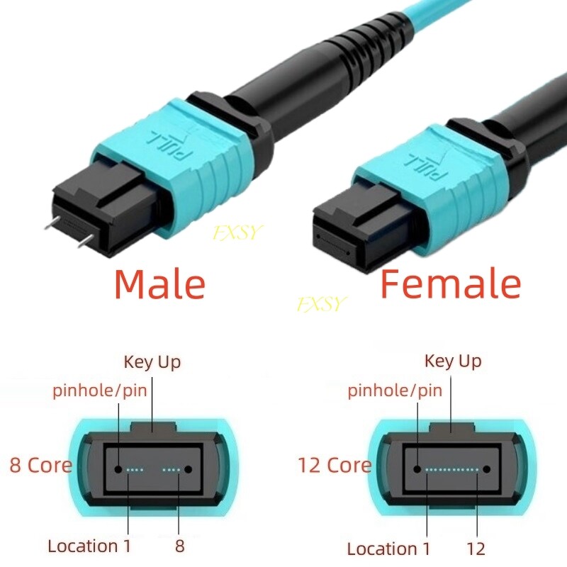 1-40M MPO/PC Male to MPO/PC Female OM4 8|12F Type B Fiber Optical Patch Cord lot
