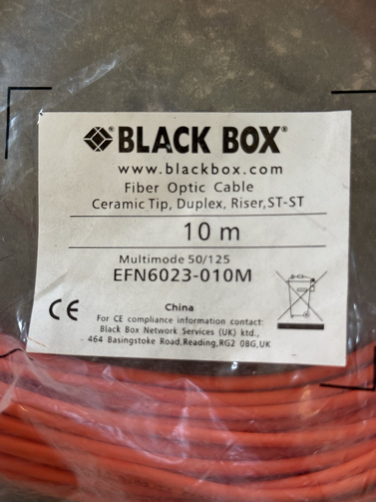 6 Lot Black Box Fiber Optic Cable Multimode 50/125 EFN6023-010M Ceramic Tip