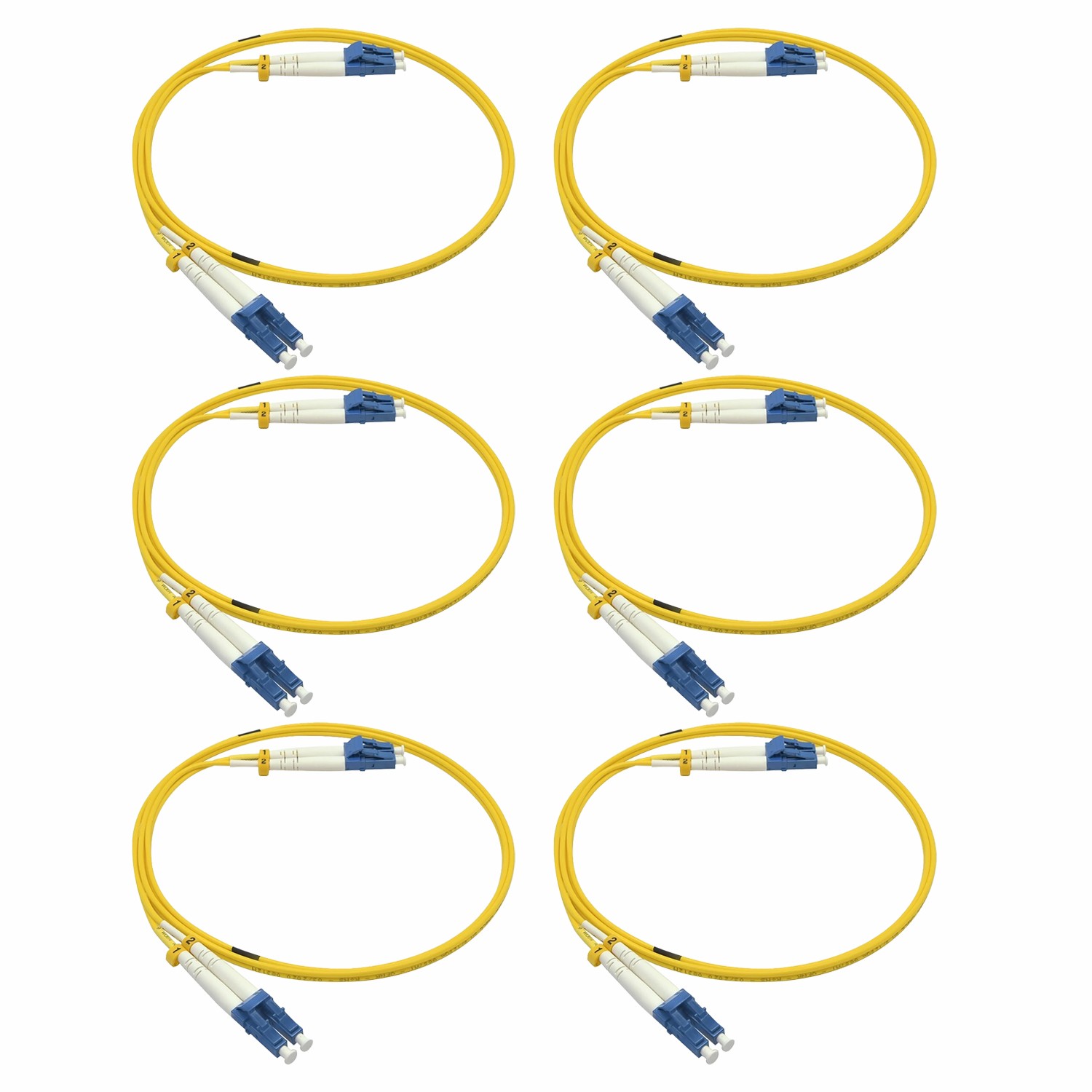 6 PCS 1M 3Ft LC UPC to LC UPC Duplex 9/125 Single Mode Fiber Optic Patch Cable
