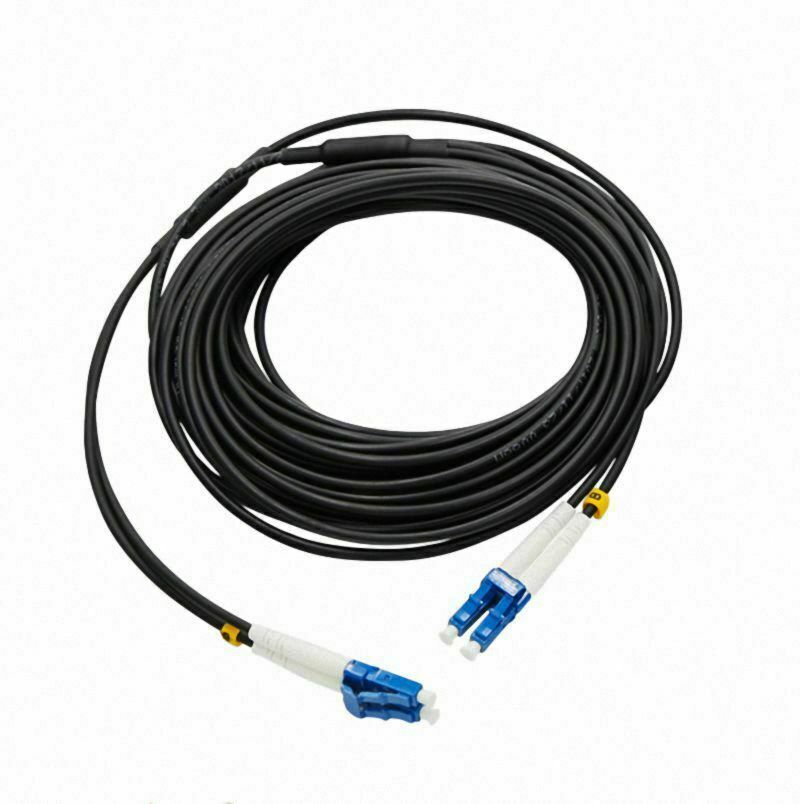 100M LC to LC UPC Duplex Single Mode Black Armored PVC Fiber Patch Cord Cable-65