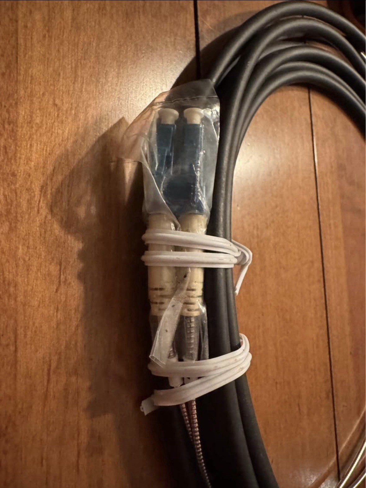 Single-Mode LC to LC Armored Duplex Fiber Optic Cable 15 ft Black